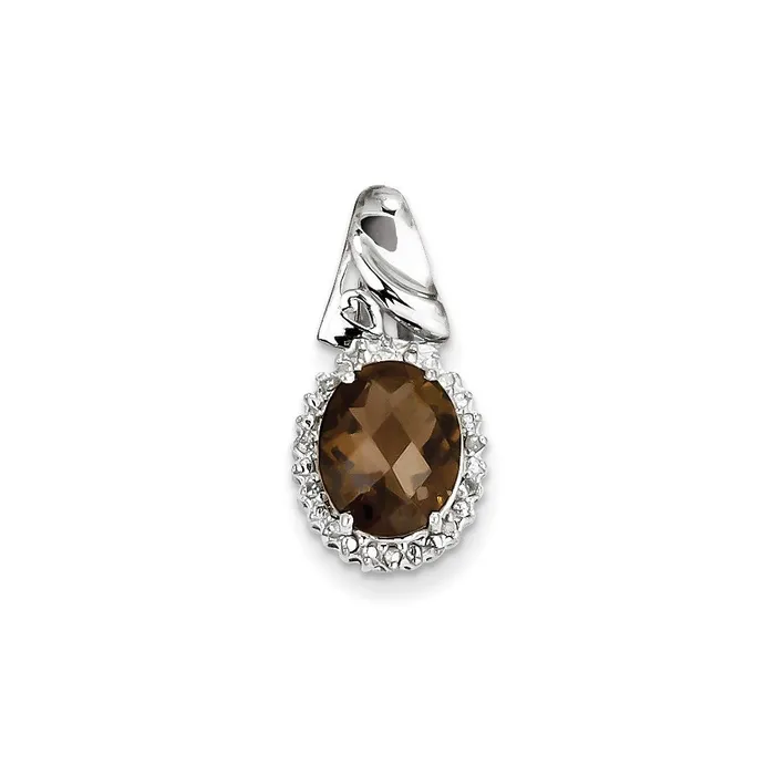Necklaces Goldia Sterling Silver Smoky Quartz and Diamond Pendant