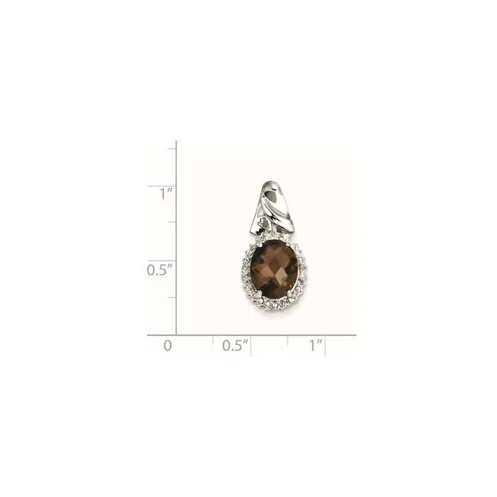Necklaces Goldia Sterling Silver Smoky Quartz and Diamond Pendant
