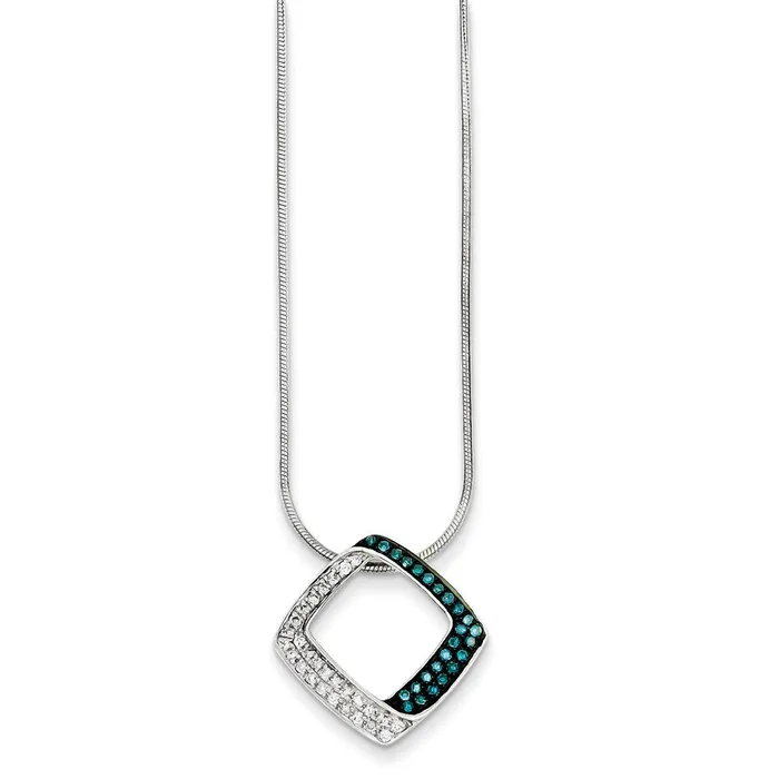 Necklaces Goldia Sterling Silver White u0026 Blue Diamond Square Pendant Slide Necklaces Goldia Sterling Silver White u0026 Blue Diamond Square Pendant Slide
