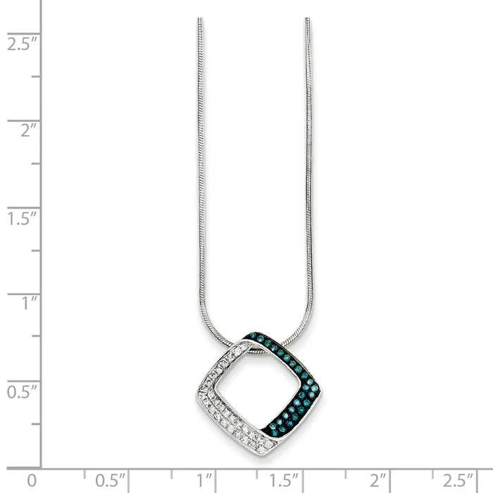 Necklaces Goldia Sterling Silver White u0026 Blue Diamond Square Pendant Slide