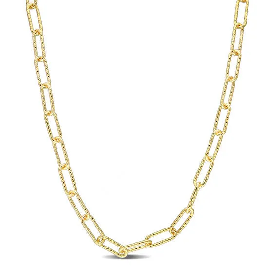 Necklaces JMS always Original AMOUR 6mm Fancy Paperclip Chain Necklace In Yellow Plated Sterling Silver 20 In Necklaces JMS always Original AMOUR 6mm Fancy Paperclip Chain Necklace In Yellow Plated Sterling Silver 20 In