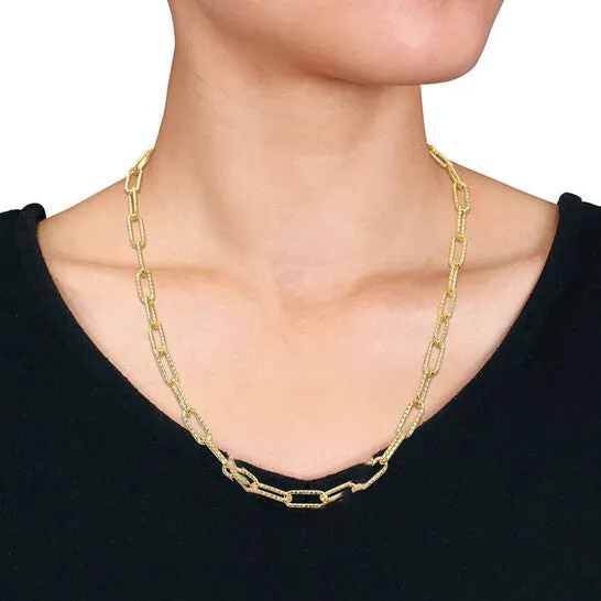 Necklaces JMS always Original AMOUR 6mm Fancy Paperclip Chain Necklace In Yellow Plated Sterling Silver 20 In Necklaces JMS always Original AMOUR 6mm Fancy Paperclip Chain Necklace In Yellow Plated Sterling Silver 20 In