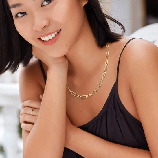 Necklaces JMS always Original AMOUR 6mm Fancy Paperclip Chain Necklace In Yellow Plated Sterling Silver 20 In Necklaces JMS always Original AMOUR 6mm Fancy Paperclip Chain Necklace In Yellow Plated Sterling Silver 20 In