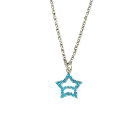 Necklaces JMS always Original Elegant Confetti Womens 18K White Gold Plated Simulated Turquoise Star Pendant Necklace Necklaces JMS always Original Elegant Confetti Womens 18K White Gold Plated Simulated Turquoise Star Pendant Necklace