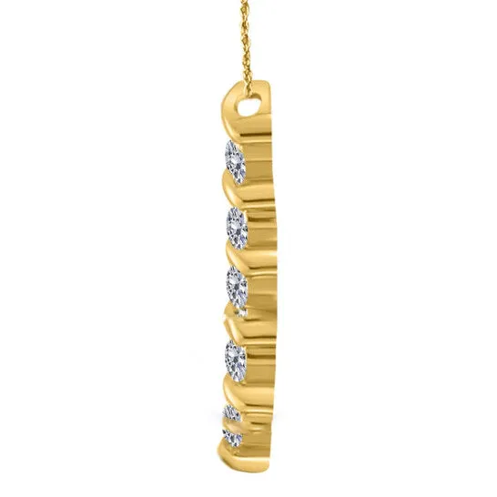 Necklaces JMS always Original Maulijewels 14 Carat Diamond Five Stone Pendant In 10K Yellow Gold With 18 10k Yellow Gold Plated Sterling Silver Box Chain Necklaces JMS always Original Maulijewels 14 Carat Diamond Five Stone Pendant In 10K Yellow Gold With 18 10k Yellow Gold Plated Sterling Silver Box Chain