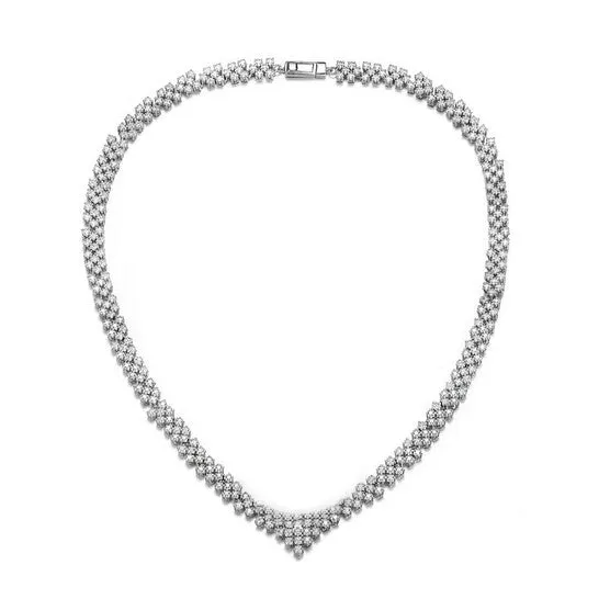 Necklaces JMS always Original Megan Walford Sterling Silver Clear Cubic Zirconia ThreeRow Necklace Necklaces JMS always Original Megan Walford Sterling Silver Clear Cubic Zirconia ThreeRow Necklace