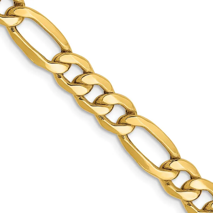 Necklaces MDS 14K Yellow Gold 18 inch 625mm SemiSolid Figaro with Lobster Clasp Chain Necklace Necklaces MDS 14K Yellow Gold 18 inch 625mm SemiSolid Figaro with Lobster Clasp Chain Necklace