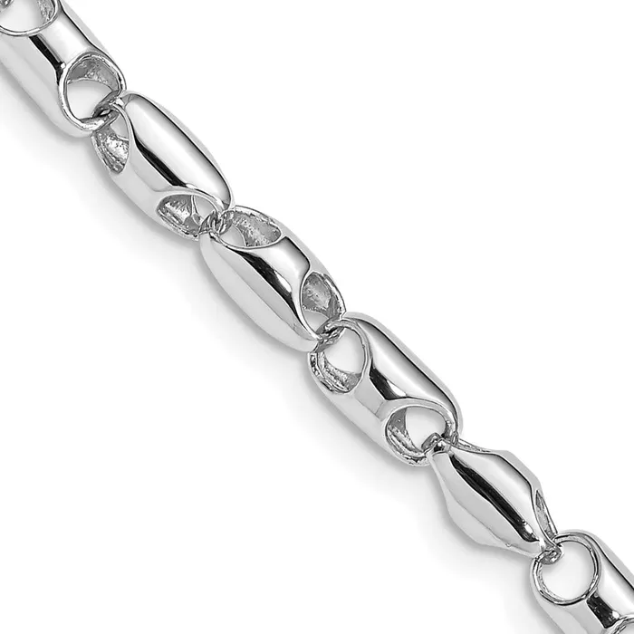 Necklaces MDS Solid 14K White Gold 20 inch 41mm Polished Fancy Barrel Link with Fancy Lobster Clasp Chain Necklace Necklaces MDS Solid 14K White Gold 20 inch 41mm Polished Fancy Barrel Link with Fancy Lobster Clasp Chain Necklace