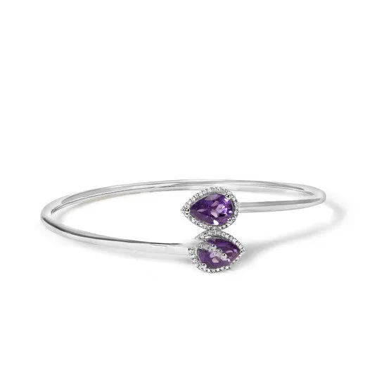 Necklaces Original Haus of Brilliance 925 Sterling Silver 8 x 55mm Pear Shape Amethyst and Diamond Accent Halo Bypass Bangle HI Color SI1SI2 Clarity JMS always Necklaces Original Haus of Brilliance 925 Sterling Silver 8 x 55mm Pear Shape Amethyst and Diamond Accent Halo Bypass Bangle HI Color SI1SI2 Clarity JMS always