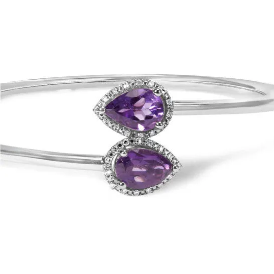 Necklaces Original Haus of Brilliance 925 Sterling Silver 8 x 55mm Pear Shape Amethyst and Diamond Accent Halo Bypass Bangle HI Color SI1SI2 Clarity JMS always Necklaces Original Haus of Brilliance 925 Sterling Silver 8 x 55mm Pear Shape Amethyst and Diamond Accent Halo Bypass Bangle HI Color SI1SI2 Clarity JMS always