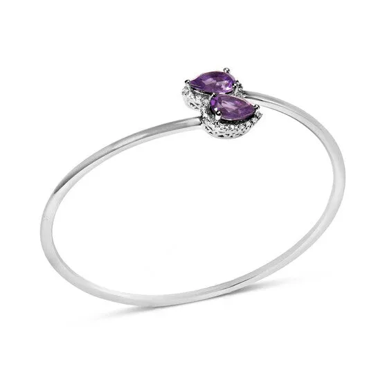 Necklaces Original Haus of Brilliance 925 Sterling Silver 8 x 55mm Pear Shape Amethyst and Diamond Accent Halo Bypass Bangle HI Color SI1SI2 Clarity JMS always Necklaces Original Haus of Brilliance 925 Sterling Silver 8 x 55mm Pear Shape Amethyst and Diamond Accent Halo Bypass Bangle HI Color SI1SI2 Clarity JMS always