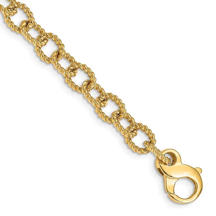 Necklaces Solid 14K Yellow Gold 18 inch 65mm Hand Polished Fancy Rope Link with Fancy Lobster Clasp Chain Necklace MDS Necklaces Solid 14K Yellow Gold 18 inch 65mm Hand Polished Fancy Rope Link with Fancy Lobster Clasp Chain Necklace MDS