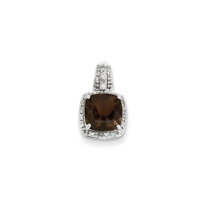 Necklaces Sterling Silver Diamond u0026 Smoky Quartz Square Pendant Goldia