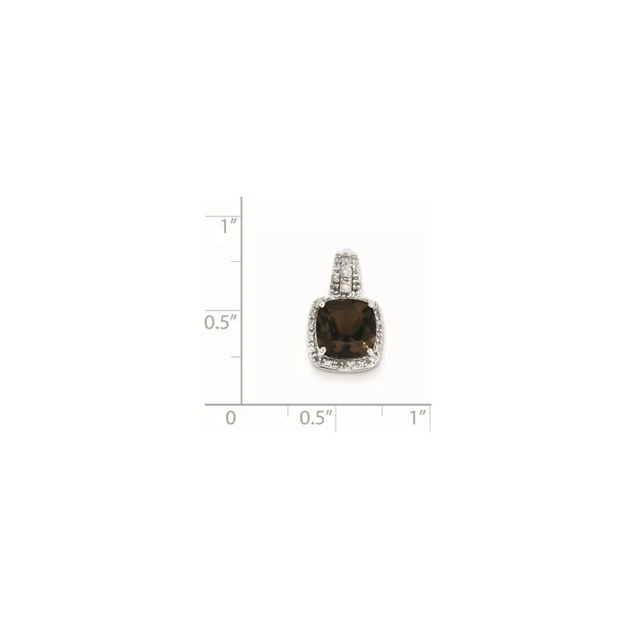 Necklaces Sterling Silver Diamond u0026 Smoky Quartz Square Pendant Goldia