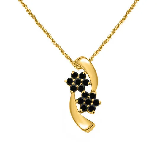 Original 025 Carat Black Diamond Flower Shape Pendant Necklace For Women In 10K Solid Yellow Gold With 18 Gold Plated 925 Sterling Silver Box Chain JMS always Necklaces Original 025 Carat Black Diamond Flower Shape Pendant Necklace For Women In 10K Solid Yellow Gold With 18 Gold Plated 925 Sterling Silver Box Chain JMS always Necklaces