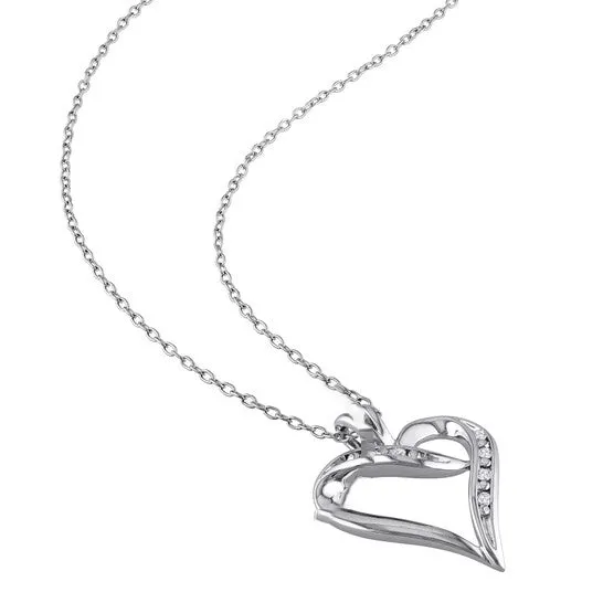Original AMOUR Diamond Heart Pendant with Chain In Sterling Silver JMS always Necklaces Original AMOUR Diamond Heart Pendant with Chain In Sterling Silver JMS always Necklaces