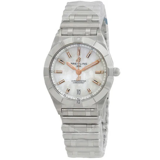 Original Breitling Chronomat Quartz Chronometer Diamond Mother of Pearl Dial Ladies Watch A77310101A4A1 JMS always Watches Original Breitling Chronomat Quartz Chronometer Diamond Mother of Pearl Dial Ladies Watch A77310101A4A1 JMS always Watches