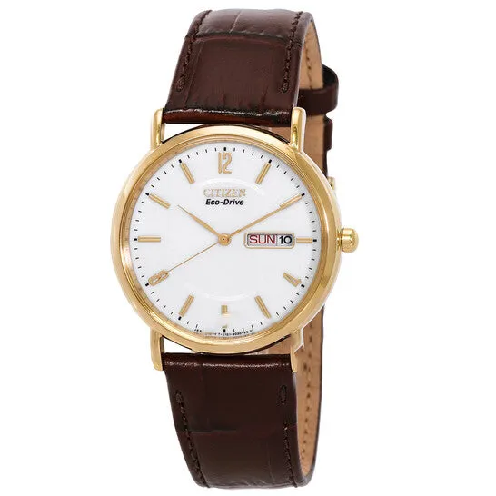 Original Citizen EcoDrive White Dial Brown Leather Mens Watch BM824208A JMS always Watches Original Citizen EcoDrive White Dial Brown Leather Mens Watch BM824208A JMS always Watches