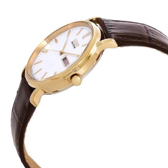Original Citizen EcoDrive White Dial Brown Leather Mens Watch BM824208A JMS always Watches Original Citizen EcoDrive White Dial Brown Leather Mens Watch BM824208A JMS always Watches
