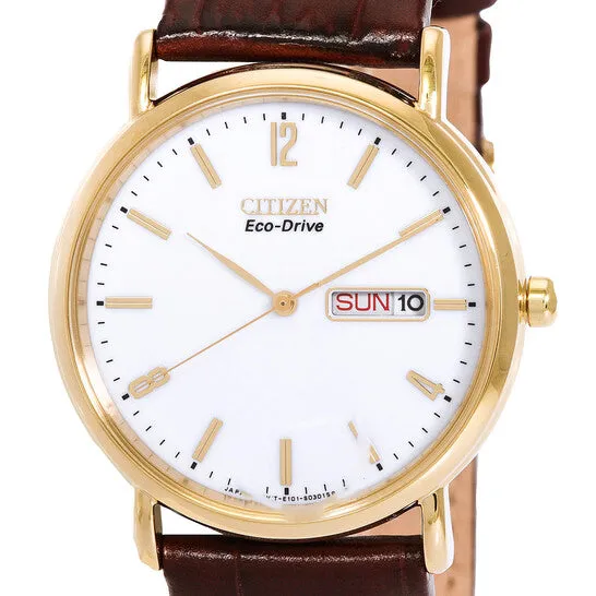 Original Citizen EcoDrive White Dial Brown Leather Mens Watch BM824208A JMS always Watches Original Citizen EcoDrive White Dial Brown Leather Mens Watch BM824208A JMS always Watches