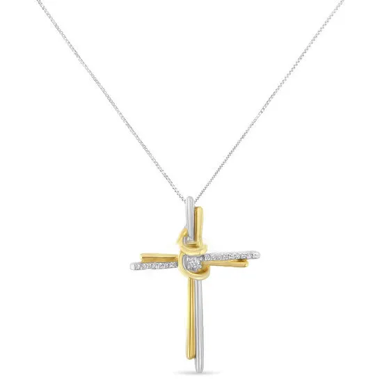 Original Espira 10K TwoTone Gold 115ct TDW Round Cut Diamond Cross Pendant Necklace IJ I2I3 JMS always Necklaces Original Espira 10K TwoTone Gold 115ct TDW Round Cut Diamond Cross Pendant Necklace IJ I2I3 JMS always Necklaces