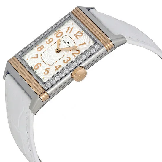 Original Jaeger LeCoultre Grande Reverso Ultra Thin Silver Dial 18kt Rose Gold White Leather Ladies Watch Q3224420 JMS always Watches Original Jaeger LeCoultre Grande Reverso Ultra Thin Silver Dial 18kt Rose Gold White Leather Ladies Watch Q3224420 JMS always Watches