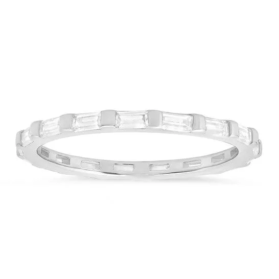 Original Kylie Harper Sterling Silver Baguette CZ Stackable Eternity Band Ring JMS always Rings Original Kylie Harper Sterling Silver Baguette CZ Stackable Eternity Band Ring JMS always Rings