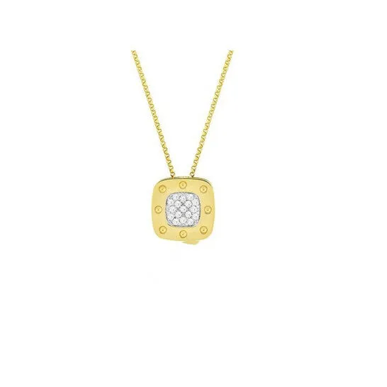 Original Roberto Coin 18K Yellow Gold Pois Moi Square Diamond Pendant Necklace JMS always Necklaces Original Roberto Coin 18K Yellow Gold Pois Moi Square Diamond Pendant Necklace JMS always Necklaces