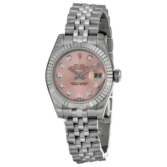 Original Rolex Lady Datejust 26 Pink With 10 Diamonds Dial Stainless Steel Jubilee Bracelet Automatic Watch 179174PDJ JMS always Bracelets Original Rolex Lady Datejust 26 Pink With 10 Diamonds Dial Stainless Steel Jubilee Bracelet Automatic Watch 179174PDJ JMS always Bracelets