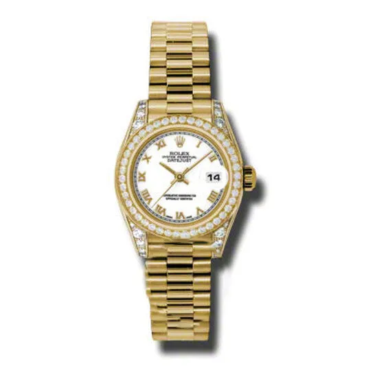Original Rolex LadyDatejust 26 White Dial 18K Yellow Gold President Automatic Ladies Watch 179158WRP JMS always PreStyled Sets Original Rolex LadyDatejust 26 White Dial 18K Yellow Gold President Automatic Ladies Watch 179158WRP JMS always PreStyled Sets