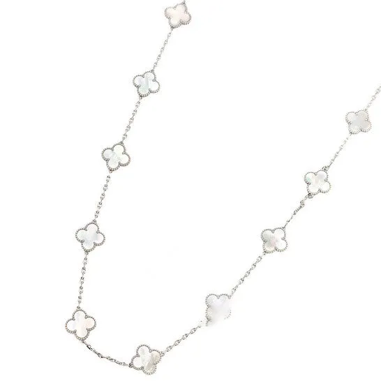 Original Vintage Alhambra long necklace 20 motifs Mother of Pearl 18kt White Gold JMS always Necklaces Original Vintage Alhambra long necklace 20 motifs Mother of Pearl 18kt White Gold JMS always Necklaces