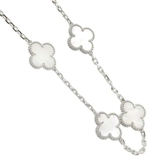 Original Vintage Alhambra long necklace 20 motifs Mother of Pearl 18kt White Gold JMS always Necklaces Original Vintage Alhambra long necklace 20 motifs Mother of Pearl 18kt White Gold JMS always Necklaces