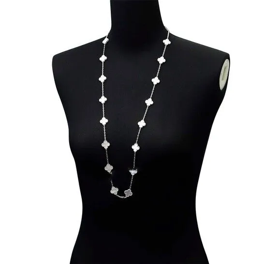 Original Vintage Alhambra long necklace 20 motifs Mother of Pearl 18kt White Gold JMS always Necklaces Original Vintage Alhambra long necklace 20 motifs Mother of Pearl 18kt White Gold JMS always Necklaces