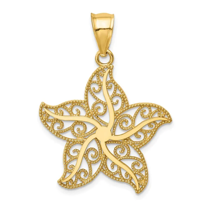 PreStyled Sets 14k Yellow Gold Filigree Starfish Pendant Goldia