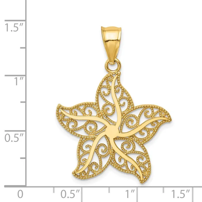 PreStyled Sets 14k Yellow Gold Filigree Starfish Pendant Goldia