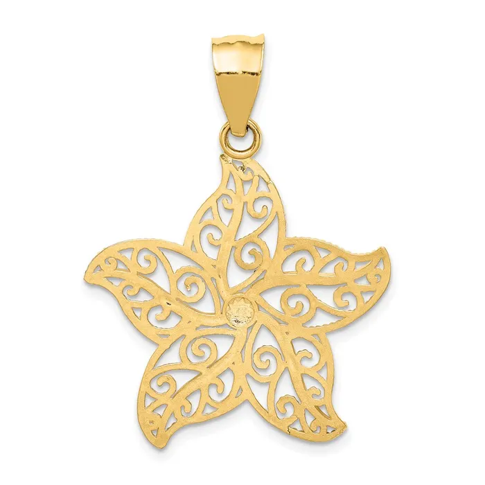 PreStyled Sets 14k Yellow Gold Filigree Starfish Pendant Goldia