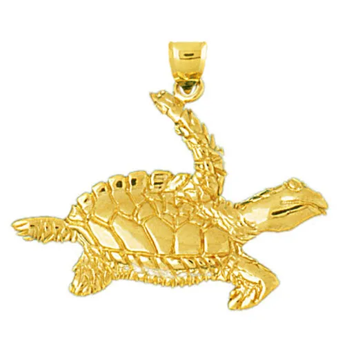PreStyled Sets Goldia 14K Gold Ventral View Sea Turtle Pendant