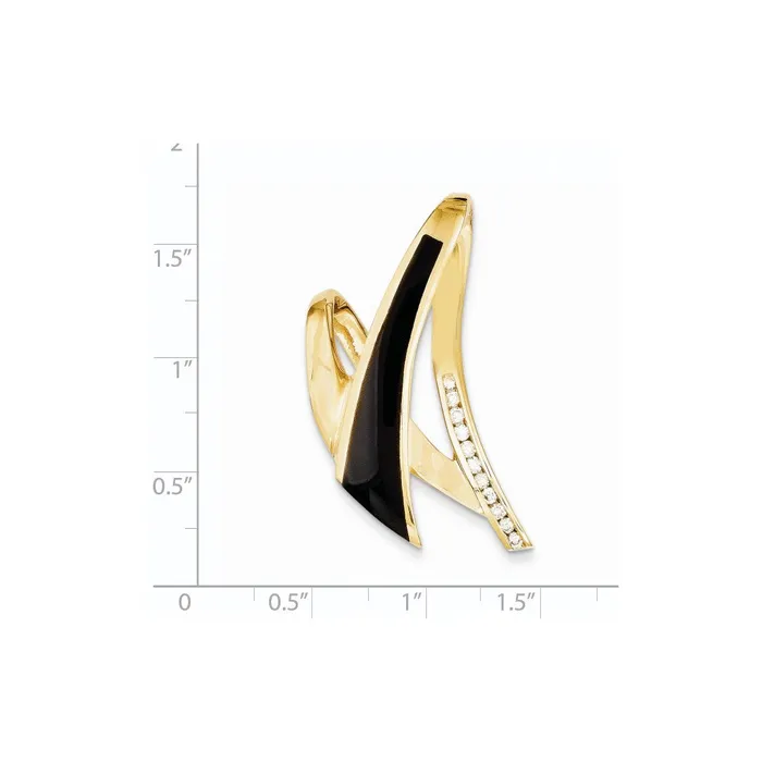 PreStyled Sets Goldia 14k Yellow Gold Polished AA Quality Completed DiamondOnyx Slide