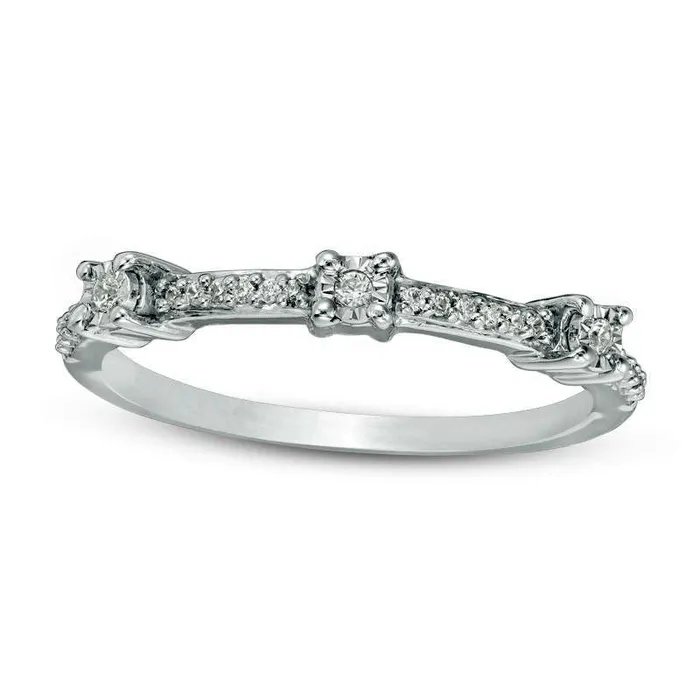 Rings 005 CT TW Natural Diamond Three Stone Station Band in Sterling Silver Goldia Rings 005 CT TW Natural Diamond Three Stone Station Band in Sterling Silver Goldia