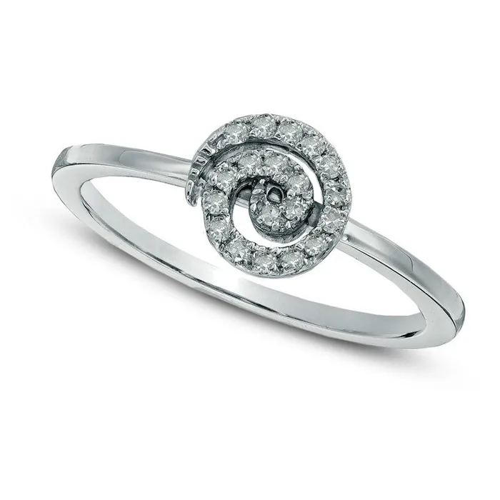 Rings 010 CT TW Natural Diamond Spiral Ring in Solid 10K White Gold Goldia Rings 010 CT TW Natural Diamond Spiral Ring in Solid 10K White Gold Goldia