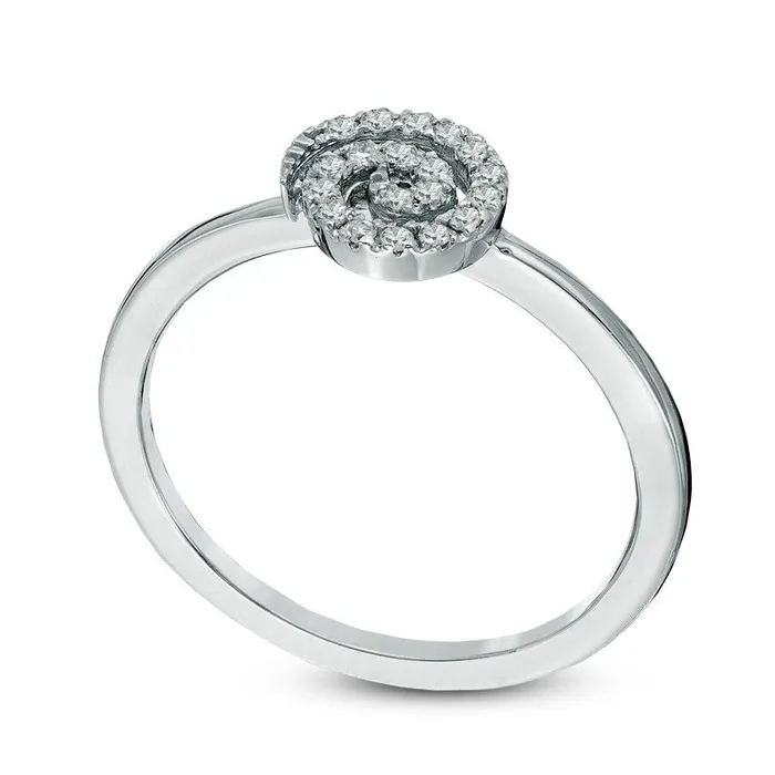 Rings 010 CT TW Natural Diamond Spiral Ring in Solid 10K White Gold Goldia Rings 010 CT TW Natural Diamond Spiral Ring in Solid 10K White Gold Goldia