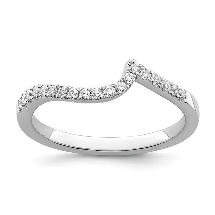 Rings 019ct CZ Solid Real 14k White Gold Contoured Wedding Wedding Band Ring Goldia Rings 019ct CZ Solid Real 14k White Gold Contoured Wedding Wedding Band Ring Goldia
