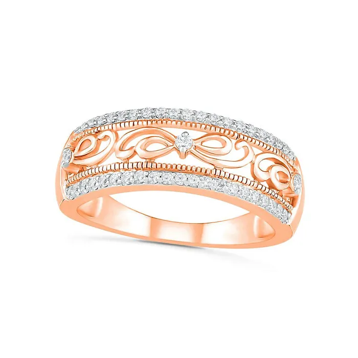 Rings 025 CT TW Natural Diamond Edge Antique VintageStyle Ring in Solid 10K Rose Gold Goldia Rings 025 CT TW Natural Diamond Edge Antique VintageStyle Ring in Solid 10K Rose Gold Goldia