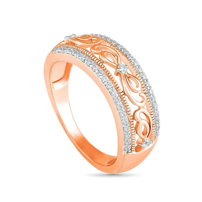 Rings 025 CT TW Natural Diamond Edge Antique VintageStyle Ring in Solid 10K Rose Gold Goldia Rings 025 CT TW Natural Diamond Edge Antique VintageStyle Ring in Solid 10K Rose Gold Goldia