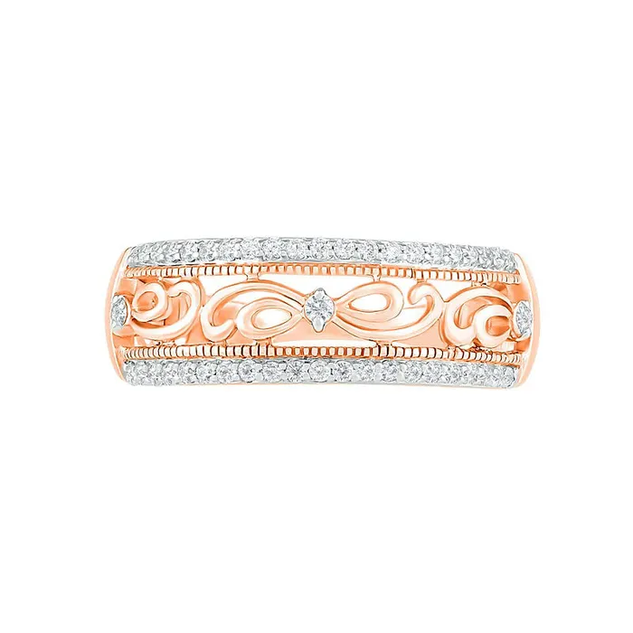 Rings 025 CT TW Natural Diamond Edge Antique VintageStyle Ring in Solid 10K Rose Gold Goldia Rings 025 CT TW Natural Diamond Edge Antique VintageStyle Ring in Solid 10K Rose Gold Goldia