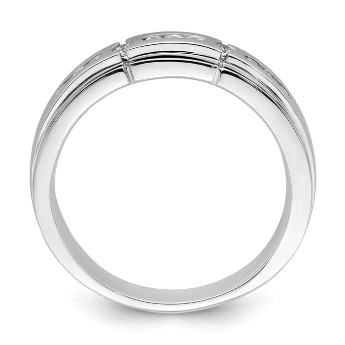 Rings 025ct CZ Solid Real 14K White Gold Satin u0026 Polished Complete Mens Ring Goldia