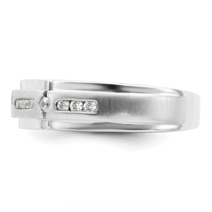 Rings 025ct CZ Solid Real 14K White Gold Satin u0026 Polished Complete Mens Ring Goldia