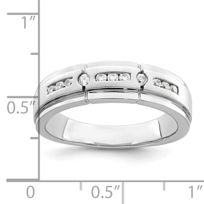 Rings 025ct CZ Solid Real 14K White Gold Satin u0026 Polished Complete Mens Ring Goldia