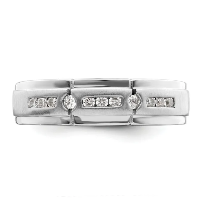 Rings 025ct CZ Solid Real 14K White Gold Satin u0026 Polished Complete Mens Ring Goldia