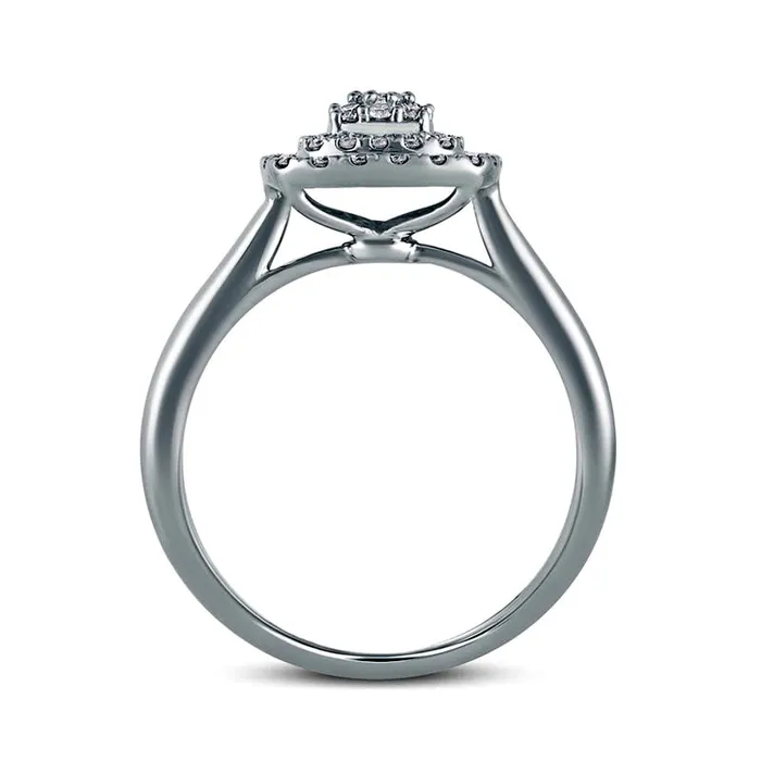 Rings 033 CT TW Composite CushionShaped Natural Diamond Double Frame Engagement Ring in Solid 10K White Gold Goldia Rings 033 CT TW Composite CushionShaped Natural Diamond Double Frame Engagement Ring in Solid 10K White Gold Goldia